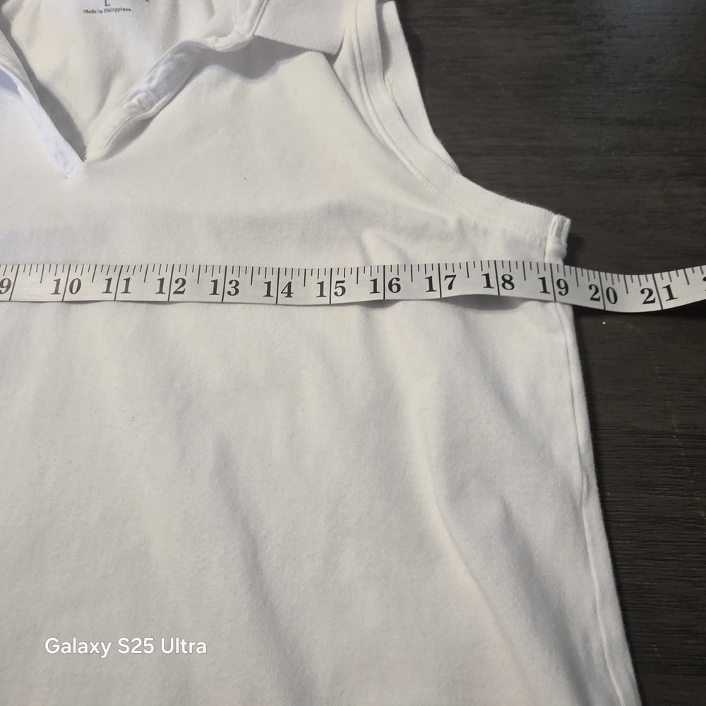 Croft & Barrow Tank Top Sleeveless Collar Neck White 84% Cotton L Basic - Picture 4 of 7